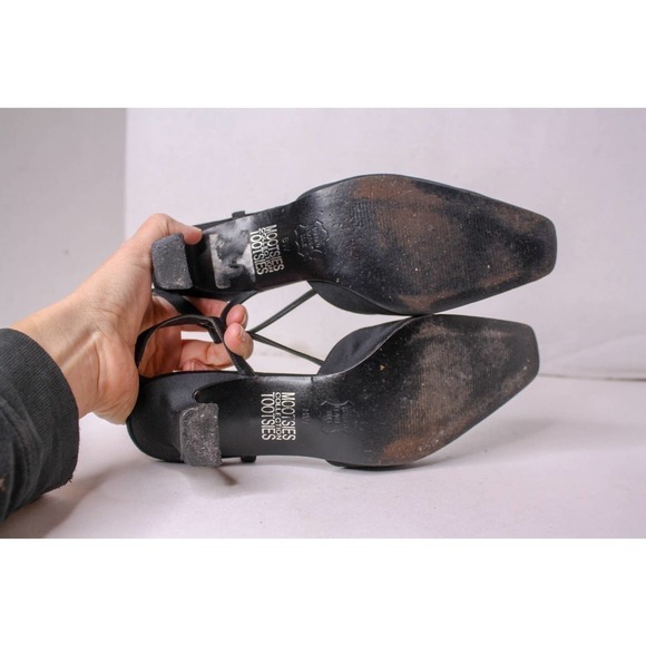 Mootsies Tootsies Collection Black Sling Back Heels Rhinestones Size 8W - Picture 7 of 7